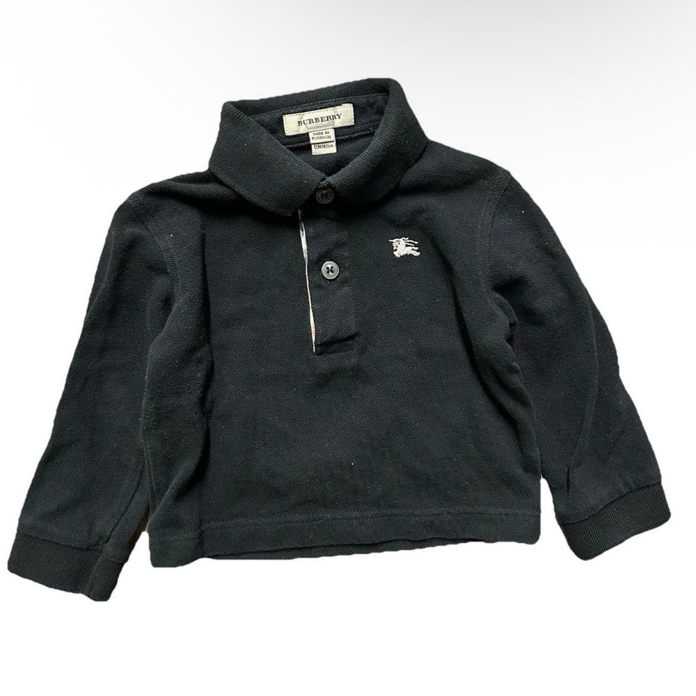 Burberry Black Long Sleeve Polo Shirt Size 12 Months